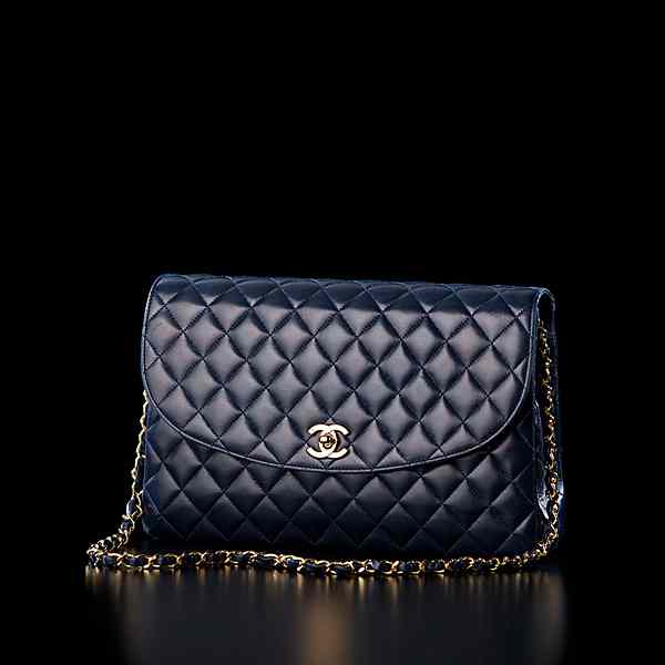 Appraisal: Chanel Navy Quilted Lambskin Bag French a large Chanel navy