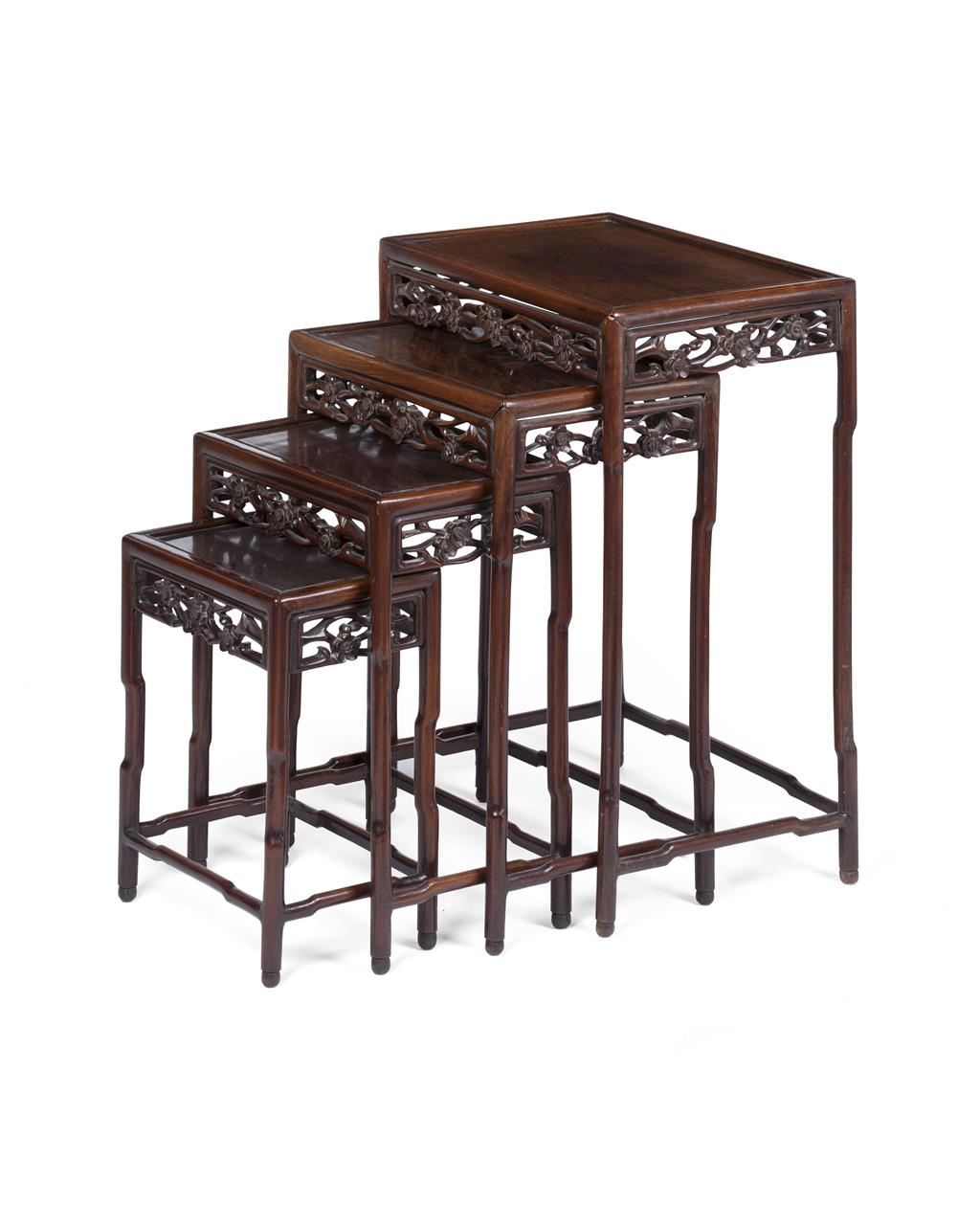 Appraisal: SET OF FOUR CHINESE HONGMU NESTING TABLES LATE TH EARLY