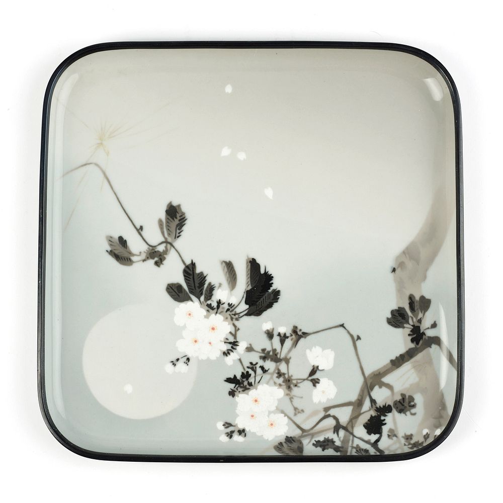 Appraisal: Namikawa Sosuke Moonlit Cherry Blossom Cloisonne Enamel Tray - Damaged