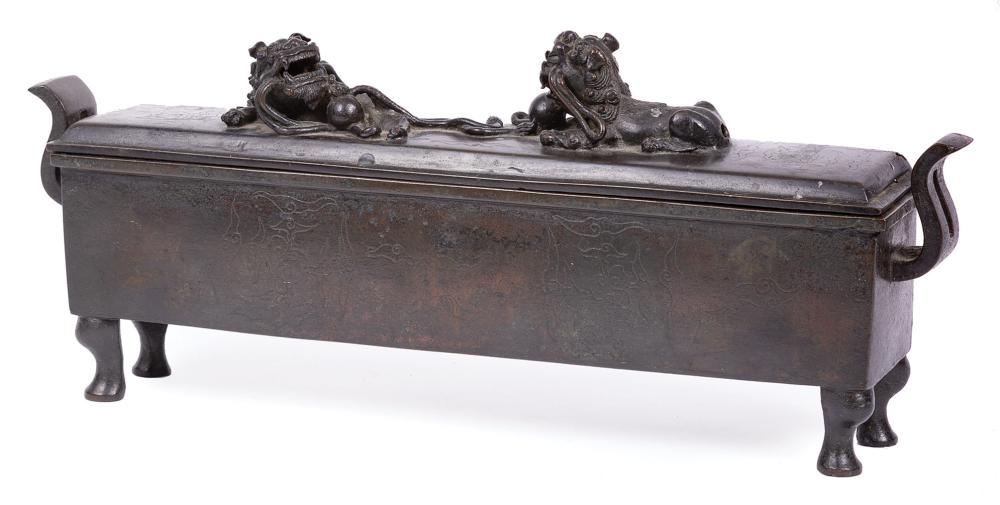 Appraisal: Chinese Bronze Covered Box Qing Dynasty - or earlier possibly