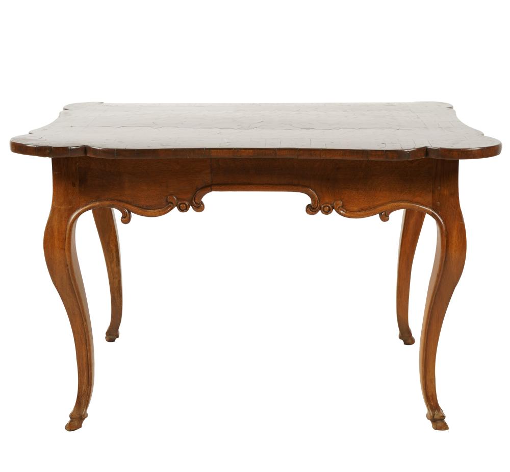 Appraisal: FRENCH PROVINCIAL TABLE WITH PARQUETRY TOP inches wide inches deep