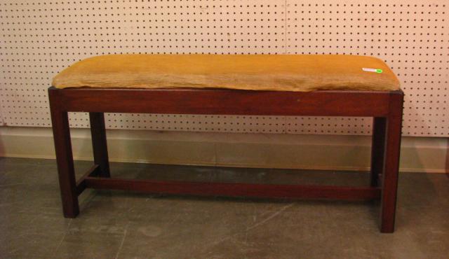 Appraisal: Wood frame bench with padded upholstered seat