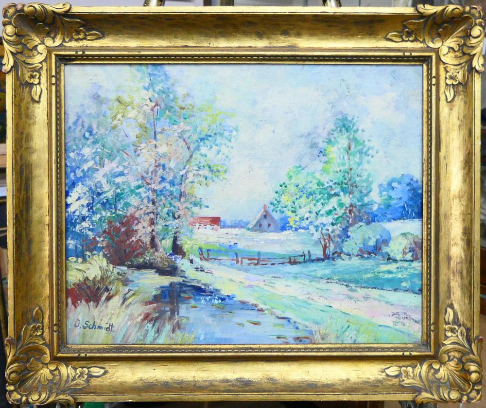 Appraisal: J SCHMIDT IMPRESSIONST LANDSCAPE OIL ON CANVAS J Schmidt oil