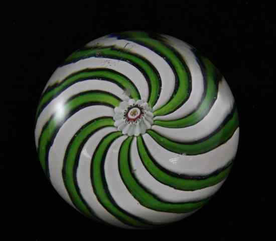 Appraisal: A Clichy green and white swirl glass paperweight late th