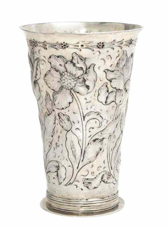 Appraisal: A Danish Silver Vase maker's mark of HB of tapering