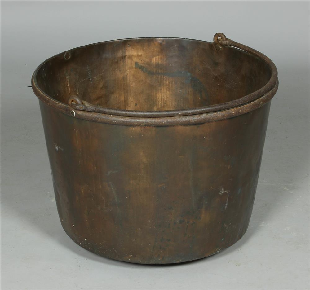 Appraisal: LARGE COPPER BUCKET early th Century having a swivel handle