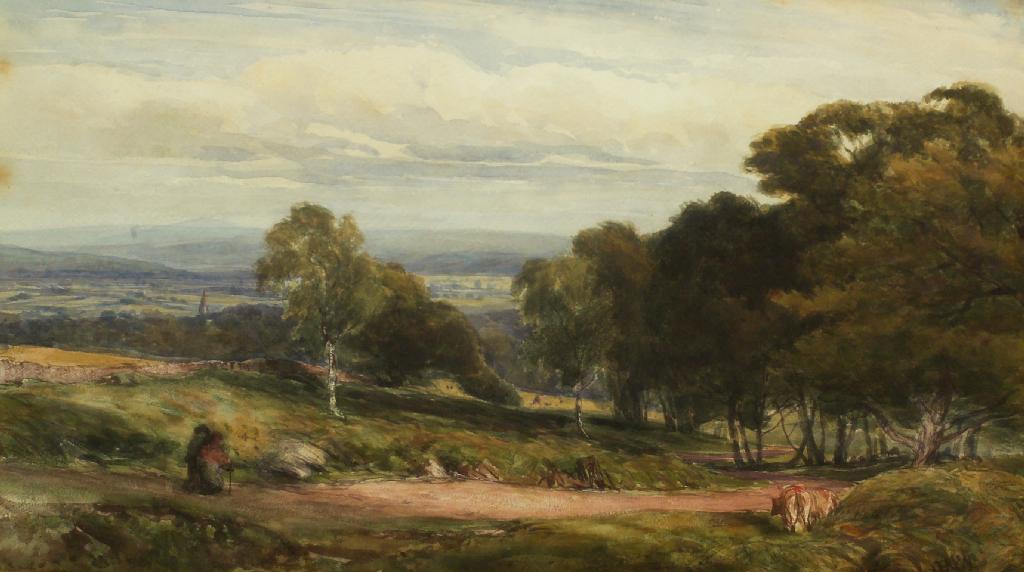 Appraisal: EDMUND MORISON WIMPERIS - FIGURES ON A PATH WITH CATTLE