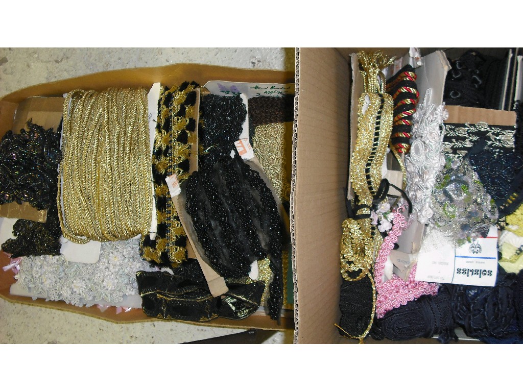 Appraisal: Large quantity of ribbons and trim including gold sequin and