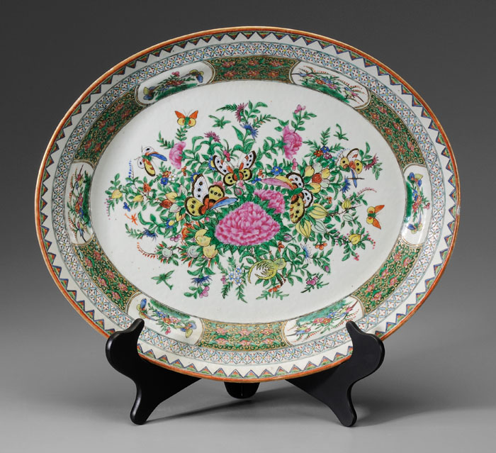 Appraisal: Famille Rose Porcelain Platter Chinese th century oval rose canton