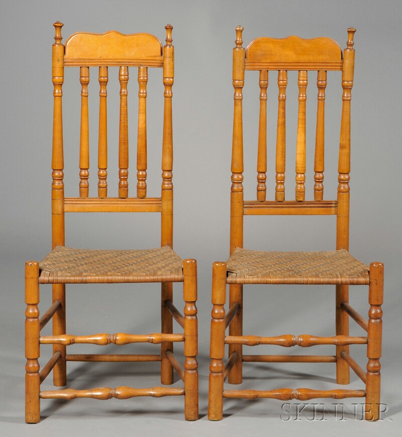 Appraisal: Pair of Maple Bannister-back Side Chairs Connecticut River Valley late