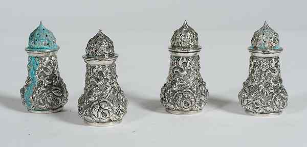 Appraisal: Sterling Salts by Stieff American th century four sterling salt