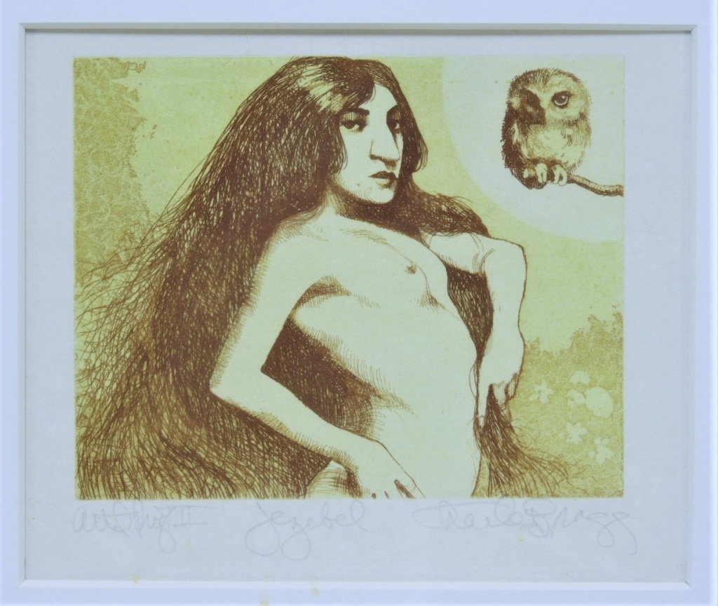 Appraisal: CHARLES BRAGG JEZEBEL NUDE FEMALE ETCHING AP California Missouri -