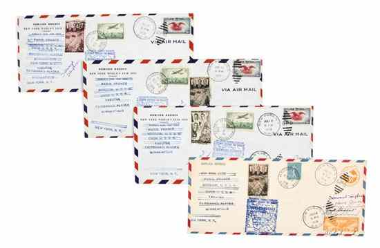 Appraisal: AVIATION HUGHES HOWARD A group of four airmail envelopes from