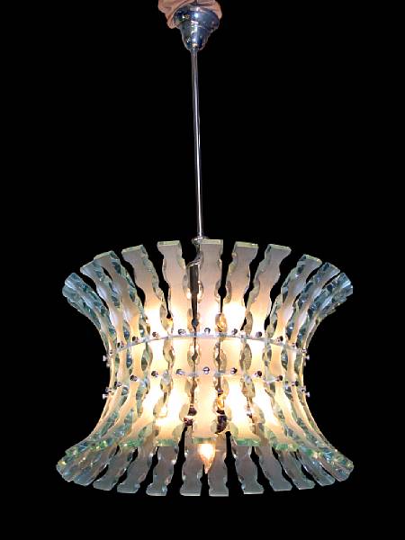 Appraisal: An Italian carved and frosted glass chandelierprobably by Fontana Arte