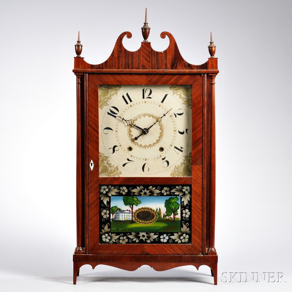 Appraisal: Ephraim Downes Pillar and Scroll Shelf Clock Bristol Connecticut c