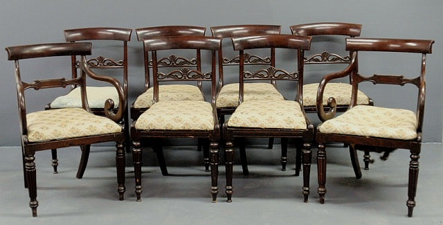 Appraisal: Set of eight English Sheraton mahogany dining chairs c with