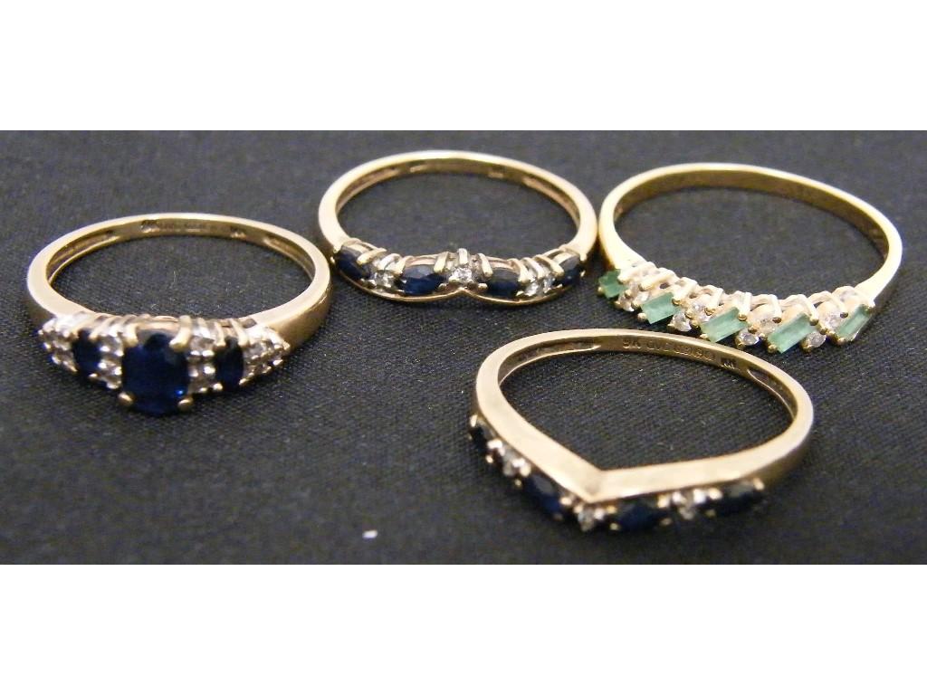 Appraisal: Four various diamond and gem set dress rings gm one