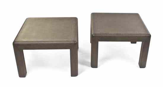 Appraisal: A Pair of Karl Springer Emu Embossed Leather Side Tables