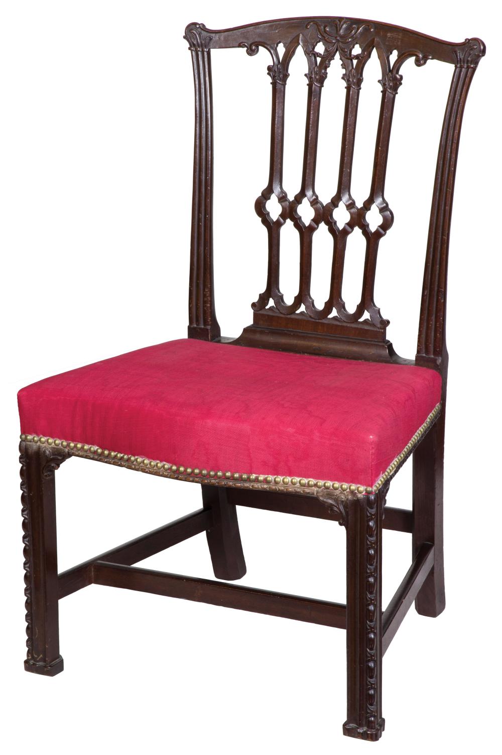 Appraisal: Chippendale Carved Mahogany Side Chair late th c shaped crest