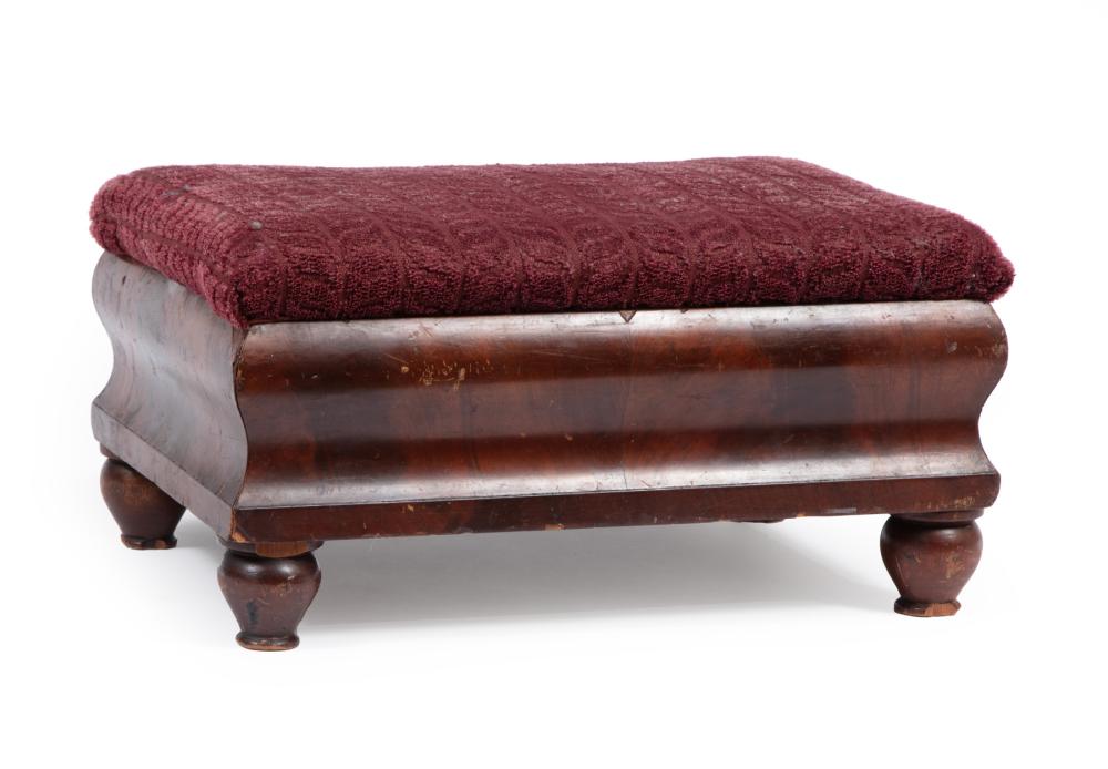 Appraisal: AMERICAN CLASSICAL MAHOGANY FOOTSTOOLAmerican Classical Mahogany Footstool th c cut