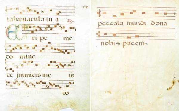 Appraisal: A group of two manuscripts with musical scrolls height in