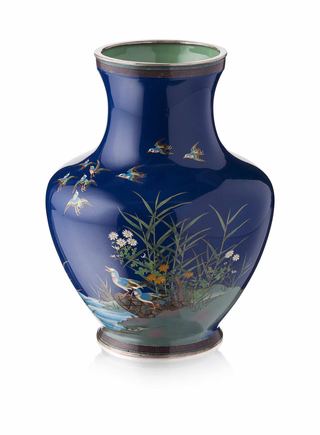 Appraisal: JAPANESE CLOISONN VASE SIGNED HAYASHI TANIGORO MEIJI PERIOD of ovoid