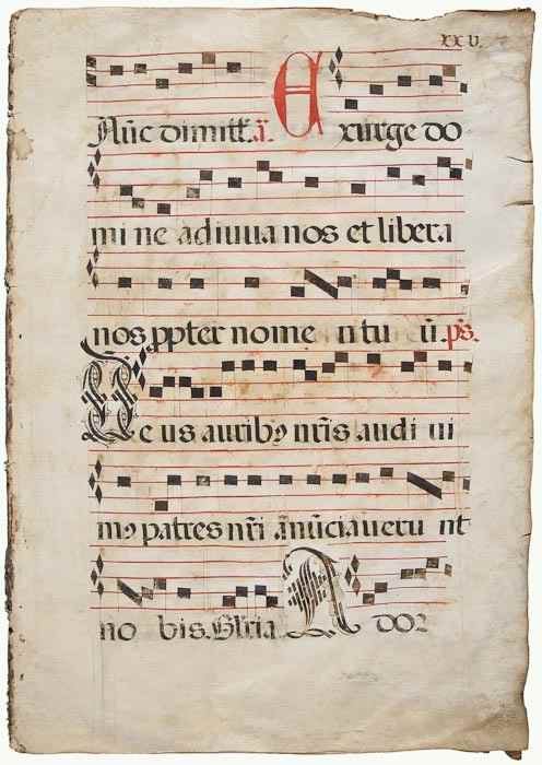 Appraisal: Choirbook - Bifolium from a large liturgical manuscript in Latin