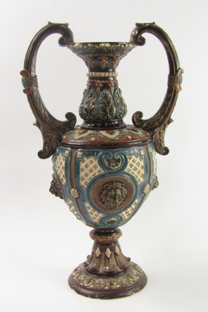 Appraisal: A Continental late thC Majolica vase of twin handled baluster