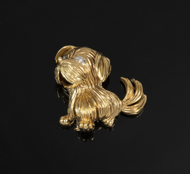 Appraisal: CARTIER TERRIER BROOCH K Yellow Gold seated terrier dog with