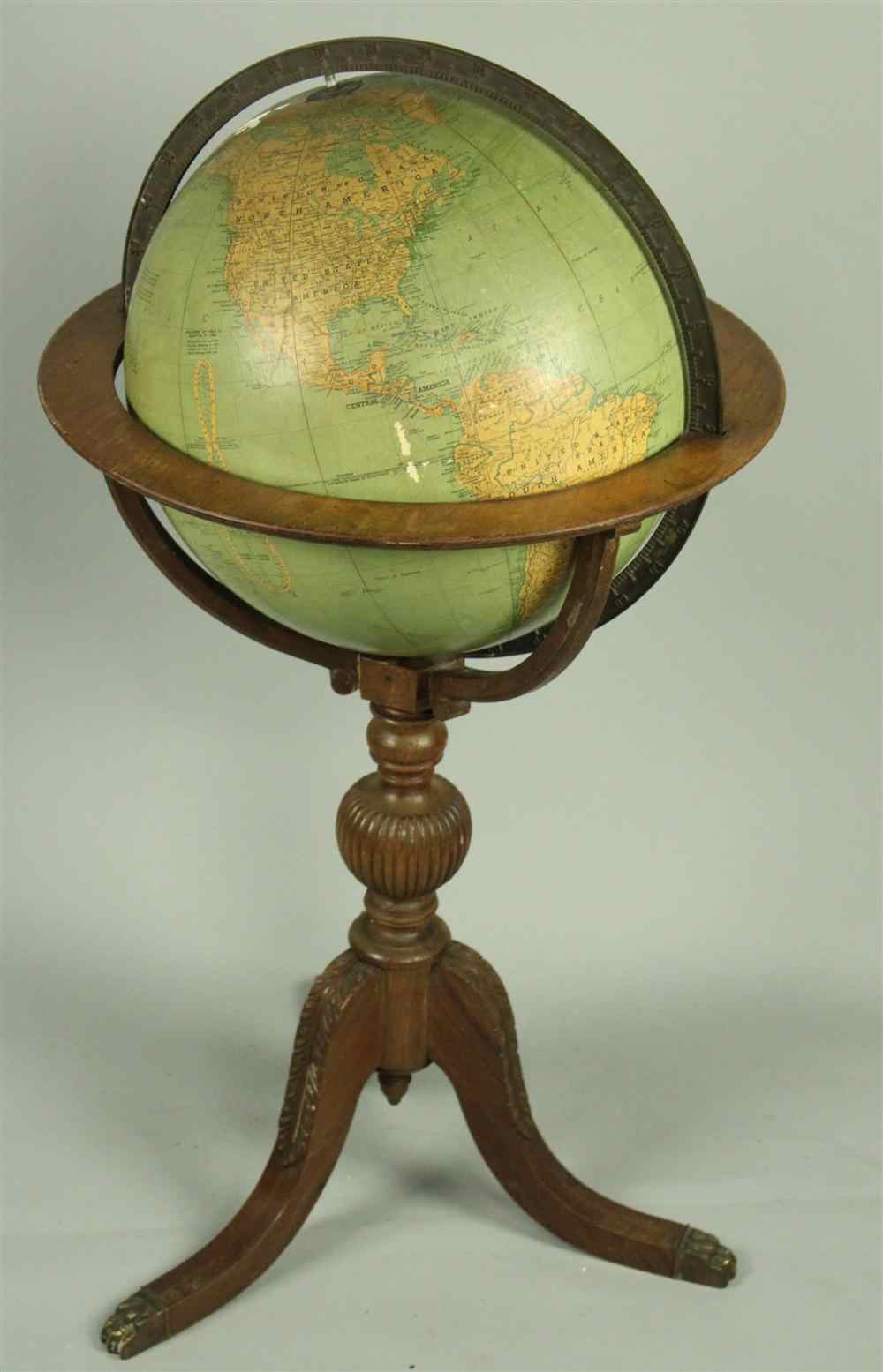 Appraisal: J PAUL GOODE POLITICAL SIXTEEN INCH GLOBE ON WALNUT STAND