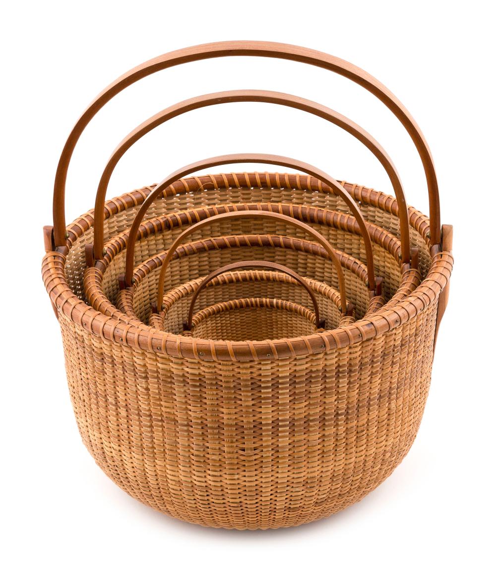 Appraisal: NESTING SET OF FIVE NANTUCKET BASKETS BY JOAN CASHIN CONTEMPORARY