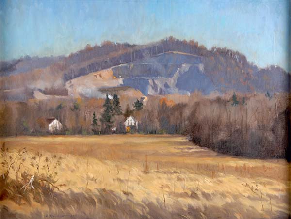 Appraisal: Russell W Recchion American b Winter Quarry Oil on canvas