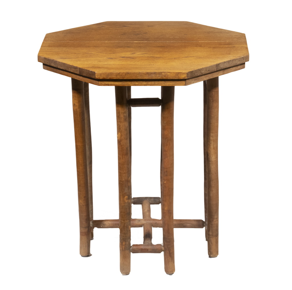 Appraisal: OLD HICKORY CENTER TABLE s Era Octagonal Oak Table by