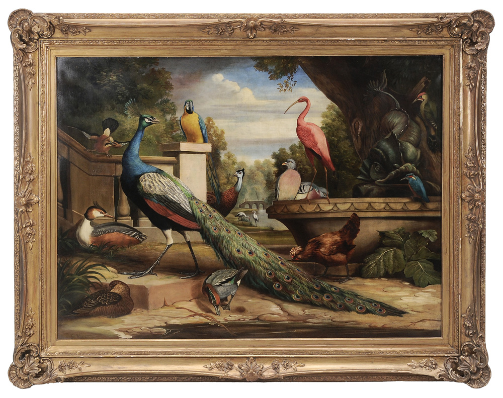 Appraisal: G Mears European th century Birds in a Garden Landscape