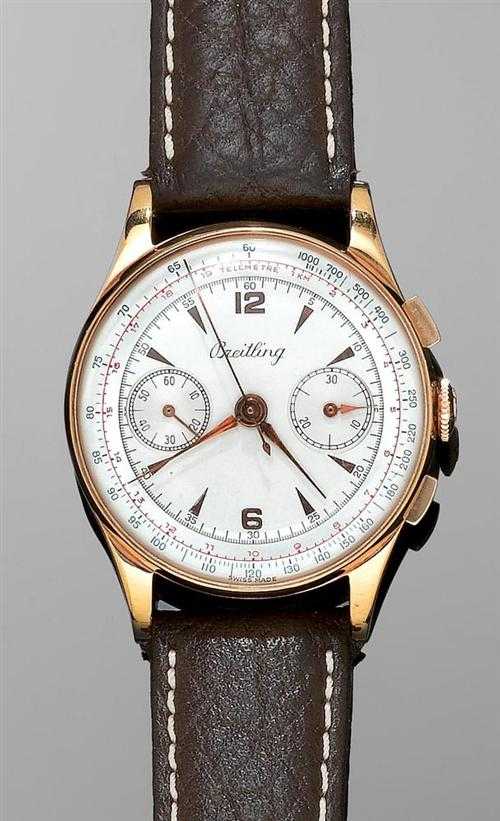 Appraisal: GENTLEMAN'S WRISTWATCH CHRONOGRAPH BREITLING s Pink gold Round case No