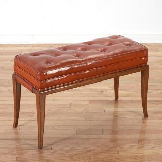 Appraisal: Tommi Parzinger tufted red leather bench Tommi Parzinger tufted red