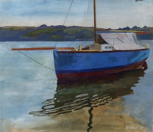 Appraisal: MICHAEL STOKOE - 'Blue boat' signed and dated watercolour x