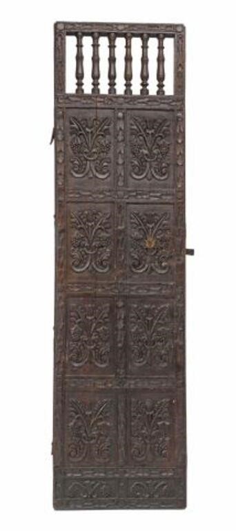 Appraisal: Architectural Spanish carved wood door th th c with turned