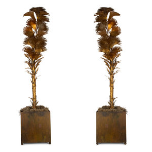 Appraisal: A Pair of Gilt Metal Palm Trees in the Manner