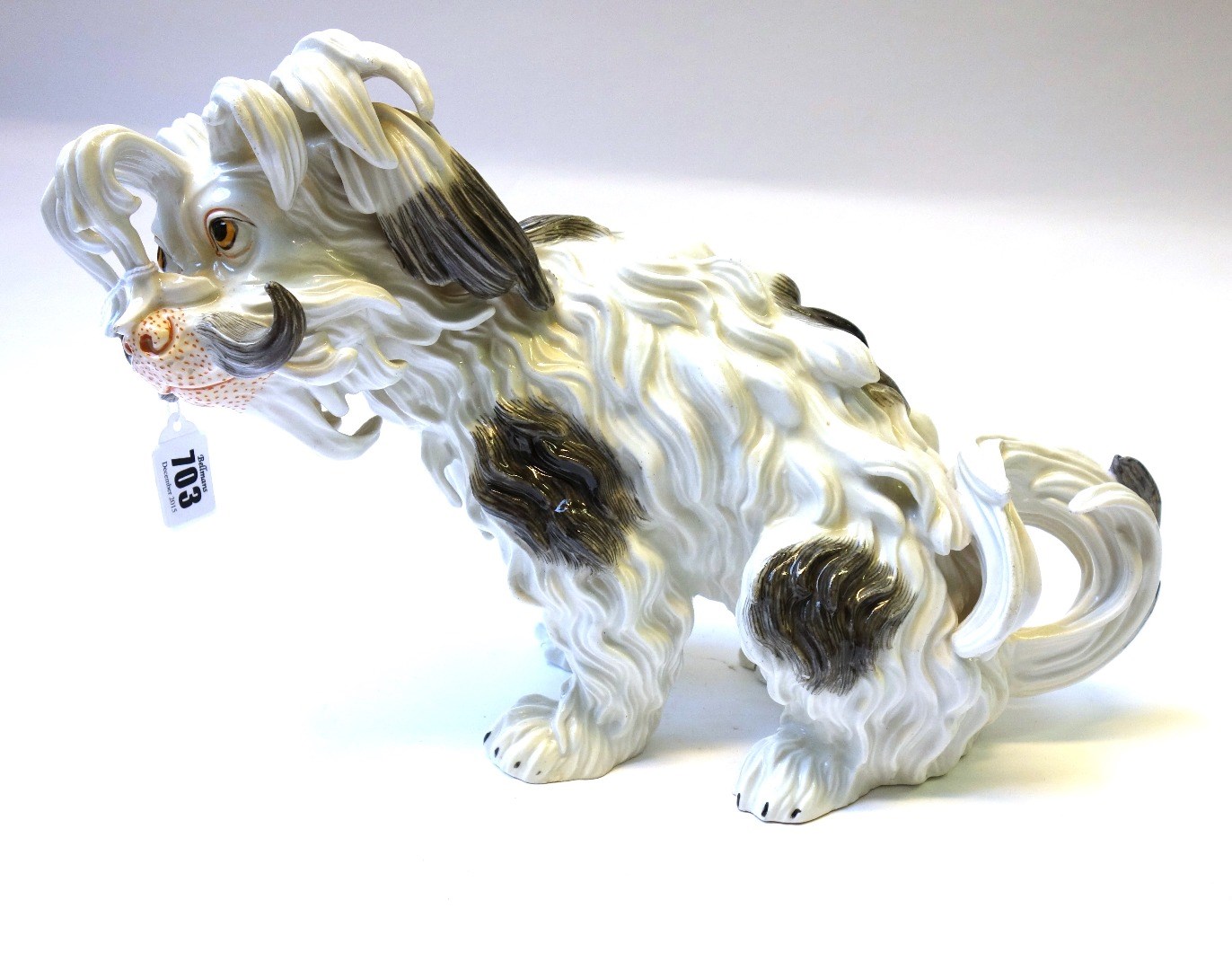 Appraisal: A German porcelain model of a Bolognese hound early th