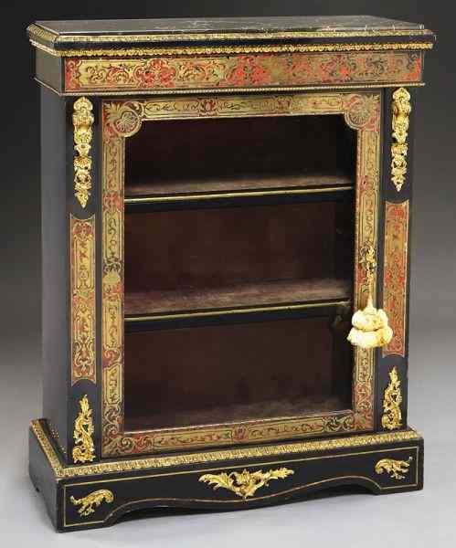 Appraisal: Napoleon III boulle and ebonized cabinethaving a marble top above