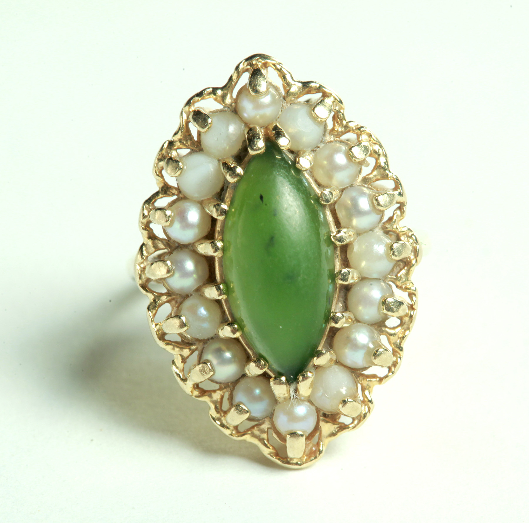 Appraisal: PEARL AND JADE JEWELRY American th century k yellow gold