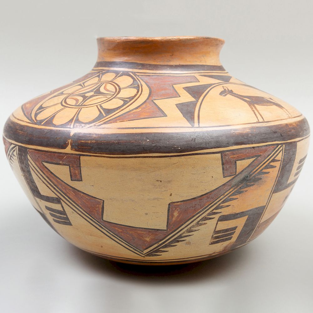 Appraisal: Hopi Polychrome Painted Clay Jar x in Condition Hairline crack