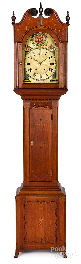 Appraisal: Pennsylvania Federal walnut tall case clock Pennsylvania Federal walnut tall