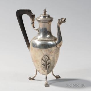 Appraisal: French Silver Coffeepot c maker's mark GA JB with a