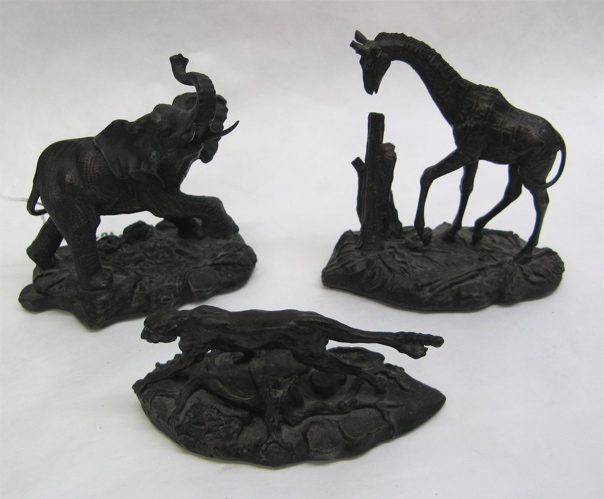 Appraisal: COLLECTION OF SIX BRONZE ANIMAL SCULPTURES from the Franklin Mint