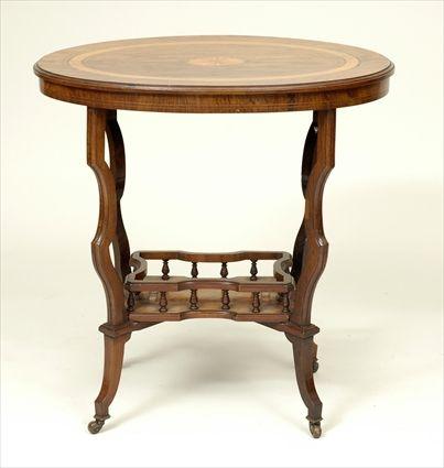 Appraisal: English Late Victorian Inlaid Rosewood and Satinwood Side Table x