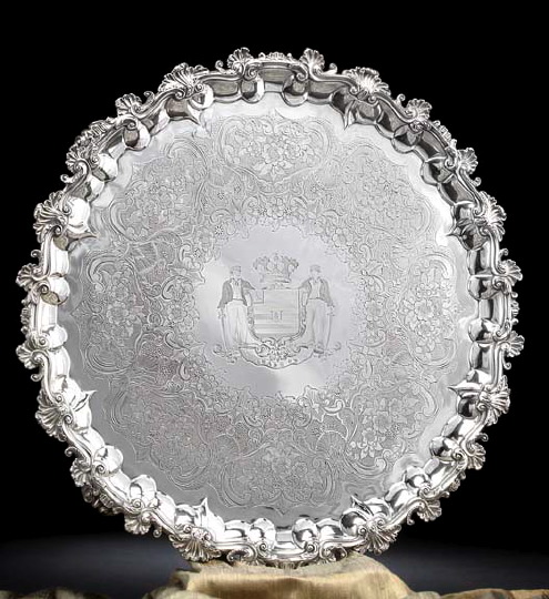 Appraisal: Important William IV Baronial Sterling Silver Salver hallmarked London -