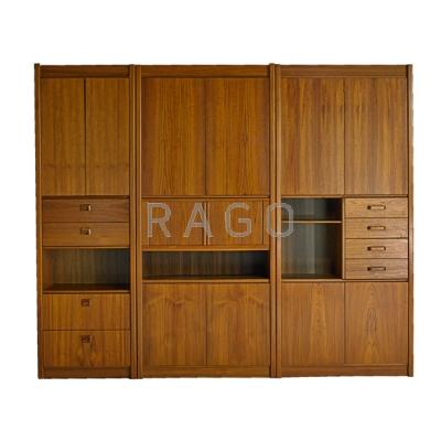 Appraisal: DANISH Teak three-section storage cabinet s Unmarked Overall x x