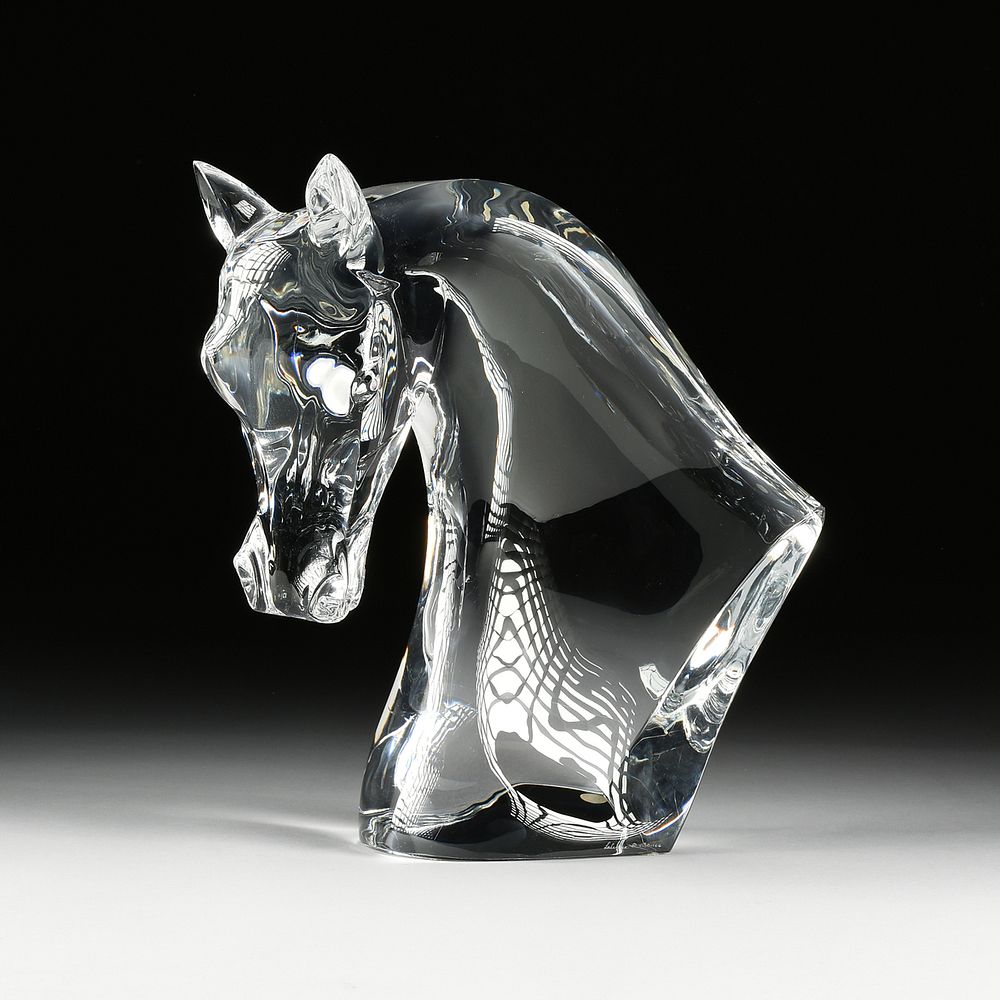 Appraisal: A LALIQUE CRYSTAL T TE DE CHEVAL SCULPTURE DESIGNER MARC